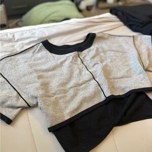 Derek Lam 10 Crosby Gray/Black Crop Top (NWOT) (Orig $350) (Size S/M)